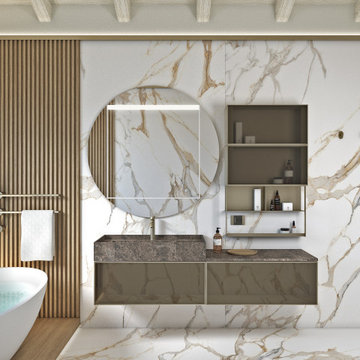 BAGNO CON TRAVI A VISTA