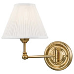 Hudson Valley Lighting - Classic No.1 Swing-Arm Wall Sconce, Off-White Silk Shade, Aged Brass - Designed by Mark D. Sikes