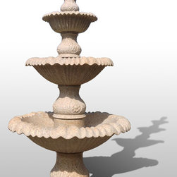 Tall 4-Tier Fountain in Giallo Fantasia Y Granite - Outdoor Fountains And Ponds
