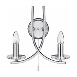 Chrome-coloured Ascona wall light with 2 bulbs