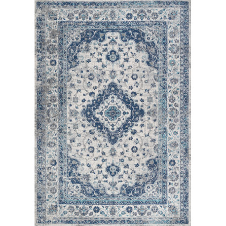 Indhira Ornate Medallion Persian Blue/Gray 3'x5' Area Rug