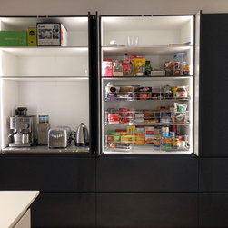 Appliance cupboard & pantry with pocket doors - Kitchen Cabinetry