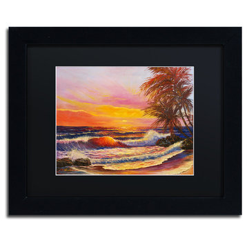 'Hawaiian Glow' Matted Framed Art, Black Frame, Black Matte, 14x11