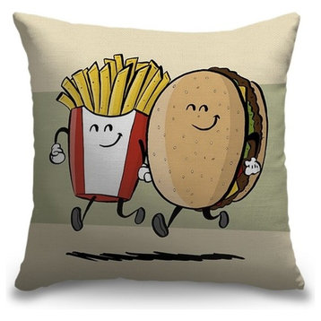 "Fries and Burger I - Food Pairings" Outdoor Pillow 16"x16"