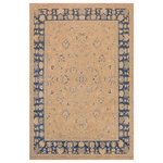 Bareens Designer Rugs - Bohemien Ziegler Johnie Taupe Blue Hand-Knotted Wool Rug - 9'0'' x 11'7'' - Enhance the ambiance of your home with this magnificent Persian-influenced Turkish hand-knotted rug made by skilled artisans capable of creating the most exceptional vegetable dyes and hand-spun wool. This exquisite handmade rug is a one-of-a-kind Peshawar Kafkaz, otherwise identified as Chobi, Chobi Peshawar, Oushak, or Ziegler rug. These handmade rugs are crafted in Pakistan utilizing superior-quality wool imported from Australia, New Zealand, and Korea in two types of weaves: the Persian weave and the Mori weave. This rug is meticulously crafted by hand using the finest natural vegetable dyes extracted from local plants. The artisans use a blend of hand-spun local and fine merino wool, resulting in a rug with a compelling texture, higher lanolin content, and longer staple. The artisans occasionally incorporate natural or artificial silk into the pile to enhance specific motifs. The finished product is an awe-inspiring execution of flawless design and an understated palette that exudes elegance.