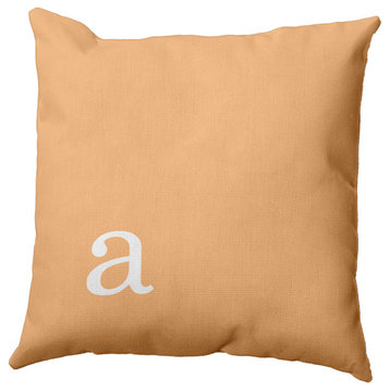18"x18" Modern Monogram Decorative Throw Pillow, Pale Gold