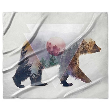"Bear Double Exposure Wildlife Art" Sherpa Blanket 60"x50"