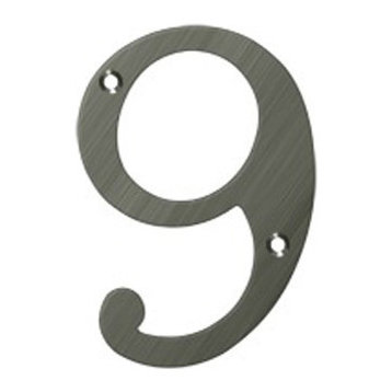 RN4-9U15A 4" Numbers, Solid Brass, Antique Nickel