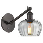 Innovations Lighting - Innovations 317-1W-OB-G92 1-Light Sconce, Oil Rubbed Bronze - Innovations 317-1W-OB-G92 1-Light Sconce Oil Rubbed Bronze. Collection: Ballston. Style: Art Nouveau, Industrial, Restoration-Vintage, Transitional. Metal Finish: Oil Rubbed Bronze. Metal Finish (Canopy/Backplate): Oil Rubbed Bronze. Material: Steel, Cast Brass, Glass. Dimension(in): 11. 25(H) x 6. 5(W) x 13. 25(Ext). Bulb: (1)60W Medium Base,Dimmable(Not Included). Maximum Wattage Per Socket: 100. Voltage: 120. Color Temperature (Kelvin): 2200. CRI: 99. 9. Lumens: 220. Glass Shade Description: Clear Fenton. Glass or Metal Shade Color: Clear. Shade Material: Glass. Glass Type: Transparent; Ribbed. Shade Shape: Bowl. Shade Dimension(in): 6. 5(W) x 4. 5(H). Fitter Measurement (Glass Or Metal Shade Fitter Size): Neckless with a 2. 125 inch Hole. Backplate Dimension(in): 5. 3(Dia) x 0. 75(Depth). ADA Compliant: No. California Proposition 65 Warning Required: Yes. UL and ETL Certification: Damp Location.