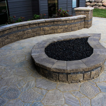 Tear Drop Fire Pit on Hand-Laid Paver Patio