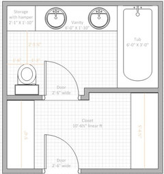 Need help with bathroom layout to maximize closet and storage!