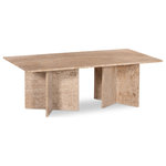 Meridian Furniture - Verona Coffee Table, Beige - Elevate the look of your space with this handsomely crafted Verona coffee table. Made by hand using genuine Travertine that lasts and lasts for years to come, this table exudes refinement and sophistication. The beige Travertine with light grey veining brings contemporary panache to your room, while the uniquely shaped base instantly draws the eye, making the table a certain showstopper. Pair this table with other items in the Verona collection for a cohesive presentation.