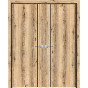 Solid French Double Doors 48 x 84 | Planum 0016 Oak with