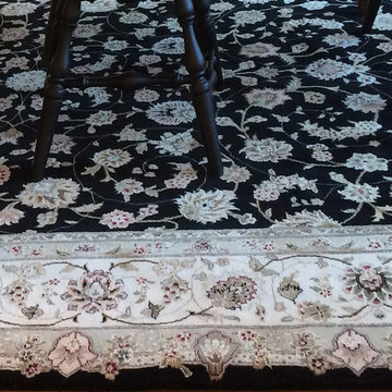 Nejad Rugs Fine Black & Ivory Oriental Rug in Classic Bucks County Dining Room