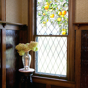 Hand Carved Pedestal & Mercury Glass Flower Vase