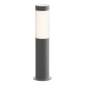 Inside Out Round Column 16" LED Bollard, Textured Gray, White Polycarbonate
