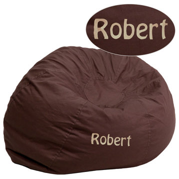 Personalized Oversized Solid Brown Bean Bag Chair for Kids and Adults