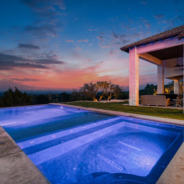 Linear Pool with Faux Negative Edge and Flush Over-sized Spa