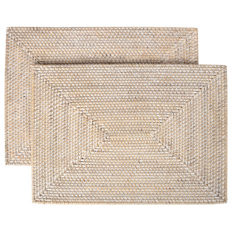 Loma Rattan Rectangular Placemat, Set of 2 Pieces, Latte