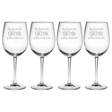 "My Favorite Drink is the Next One" Wine Glasses, Set of 4