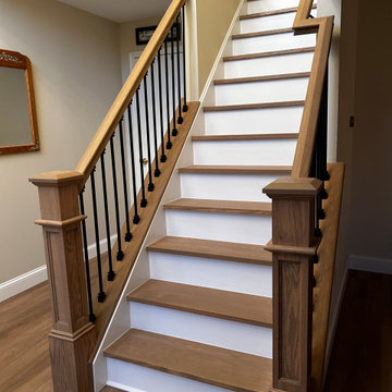 Red Oak Staircase Remodel with Custom Handrails - Bensalem PA
