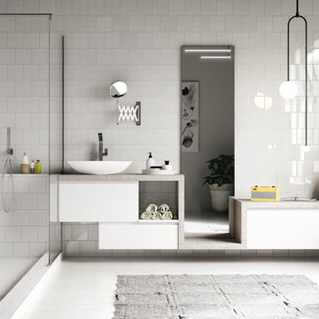 Modern white bathroom with industrial accents