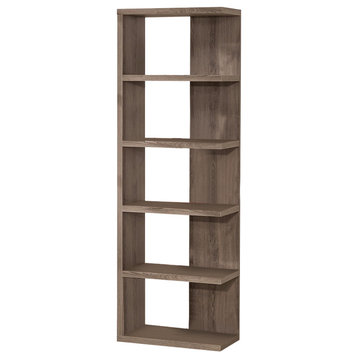 Benzara BM159073 Spacious Semi-Backless Wooden Bookcase, Gray