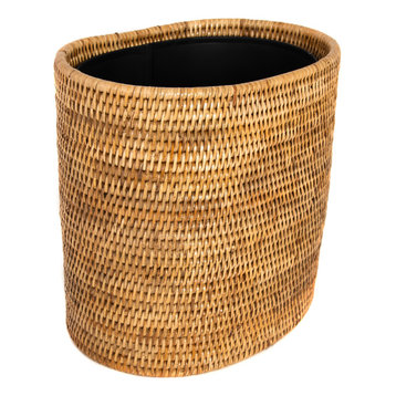 Artifacts Rattan Oval Waste Basket, Honey Brown