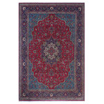 Bareens Designer Rugs - Vintage Antique Persian Kashan Perry Wool Rug - Create a new dimension of style in your space with this breath-taking antique hand knotted Persian rug. Made in Iran, this gorgeous hand-knotted rug features all vegetable dyes and 100% wool, adding luxurious texture and appearance. This gorgeous antique rug features an intricate design with a unique detailed border. Featuring an awe-inspiring color pallet and an intricate design handmade by skilled artisans is a great addition to any decor. Bring luxury and extravagance to your living space with this luxurious rug.