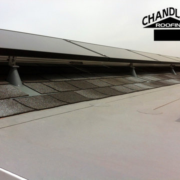 GAF Grand Slate II Shingle Roof and IB Roofing System on Flat Roof with Solar In
