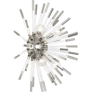 Robert Abbey Andromeda 4 Light Sconce, Polished Nickel/Clear Acrylic Rods - S167