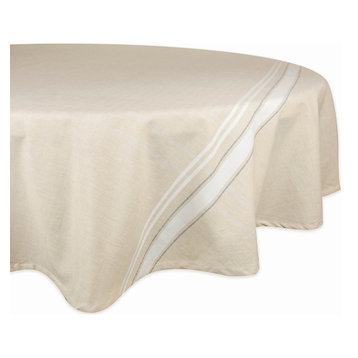 DII White French Stripe Tablecloth 70" Round
