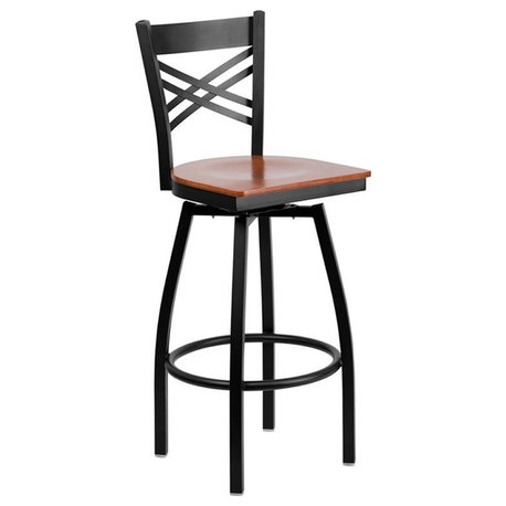 Flash Furniture Hercules 30" Swivel Metal Bar Stool in Black and Cherry