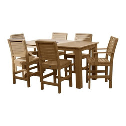 Highwood - Weatherly 7pc Rectangular Counter Height Outdoor Dining Set, Toffee - Outdoor Pub And Bistro Sets