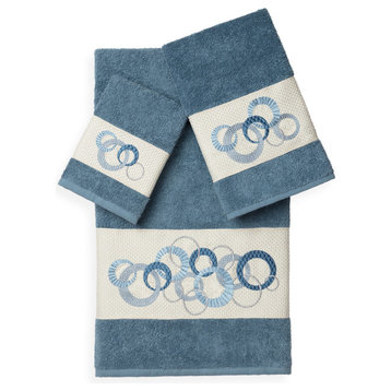 Linum Home Textiles Annabelle 3-Piece Embellished Towel Set, Teal