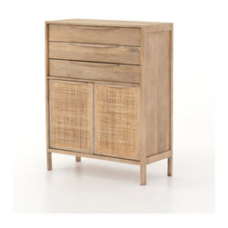 Sydney Woven Cane Tall Chest Of Drawers - Dressers