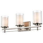 Millennium Lighting - Millennium 3-Light Wall Sconce in Brushed Nickel - This 3-light wall sconce from Millennium Lighting comes in a brushed nickel finish. It measures 23" wide x 8.75" high. This light uses three standard bulbs up to 100 watts each. This light includes a 8 year limited manufacture's warranty.Damp rated: Light can be used in humid environments like bathrooms or covered outdoor areas.  This light requires 3 , 300W Watt Bulbs (Not Included) UL Certified.