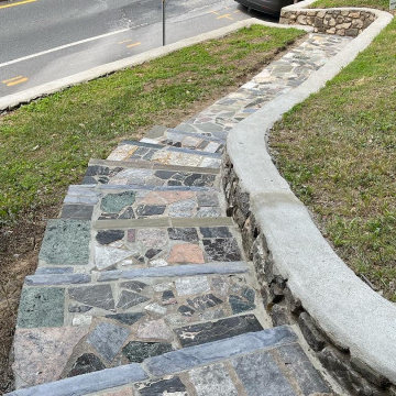 Rebuild of Antique 90+ Year Granite Retaining Walls & Walkway in Chevy Chase MD