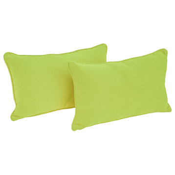 20"X12" Double-Corded Solid Twill Back Support Pillows, Set of 2, Mojito Lime