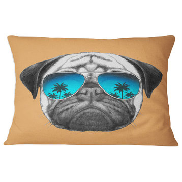 Funny Dog with Blue Glasses Animal Throw Pillow, 12"x20"