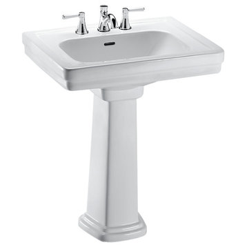 Promenade 24" Pedestal Bathroom Sink With 3 Faucet Holes Drilled/Overflow