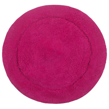 Waterford Absorbent Cotton and Machine washable Bath Rug 22" Round, Hot Pink