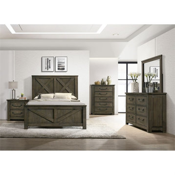 Picket House Furnishings Memphis King Panel Bed in Grey