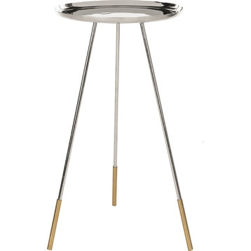 Calix Side Table W/ Gold Cap - Nickel, Gold
