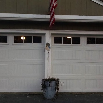 White Overhead Garage Door With Beaded Panels