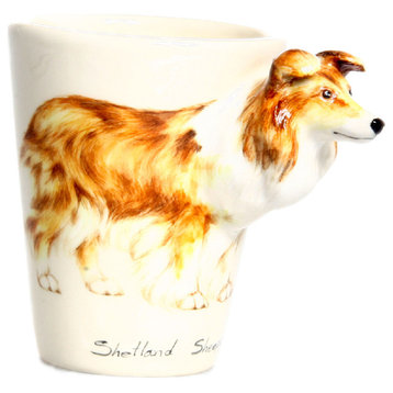 Shetland Sheepdog 3D Ceramic Mug, Brown