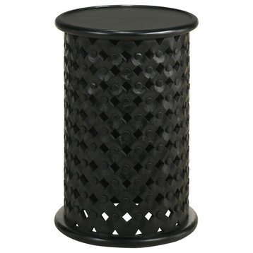 Krish 24" Round Accent Table Black Stain