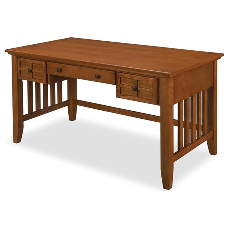 Homestyles Arts & Crafts Wood Executive Desk in Brown