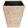 Artifacts Rattan™ Square Tapered Waste Basket with Metal Liner, White Wash