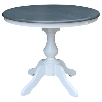 36" Round Top Pedestal Dining Table with 12" Leaf